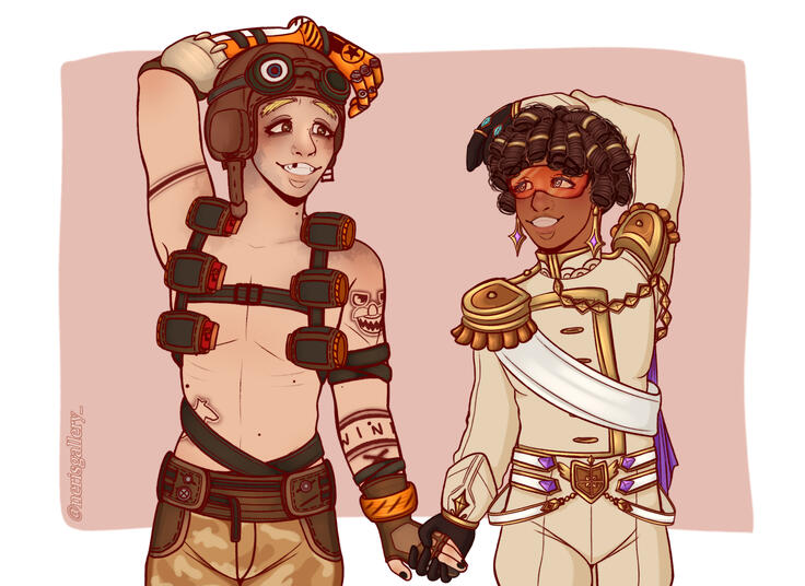 Lucio and Junkrat from Overwatch 2 (Draw for a friend! ^^)